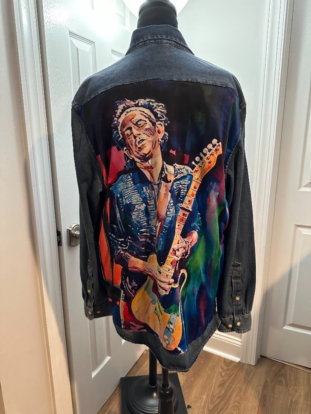 Keith Richards Rolling Stones Blue Denim Jean Button Down Shirt (M)